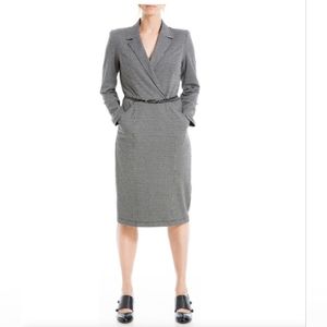 Max Studio Houndstooth Notch Collar Belted Dress